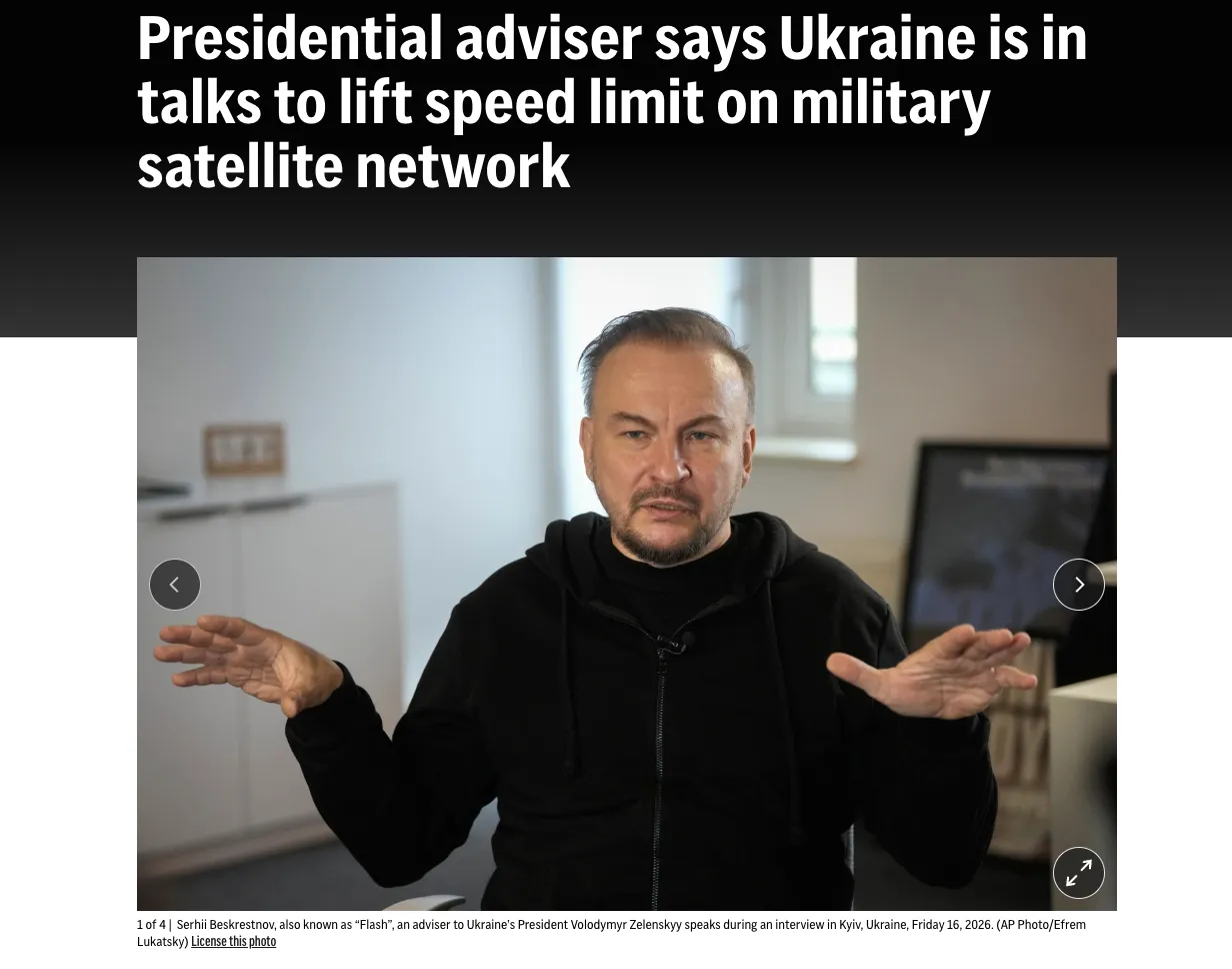 Flash Warned of a Threat to Russia's "Rassvet" Satellite System — Associated Press