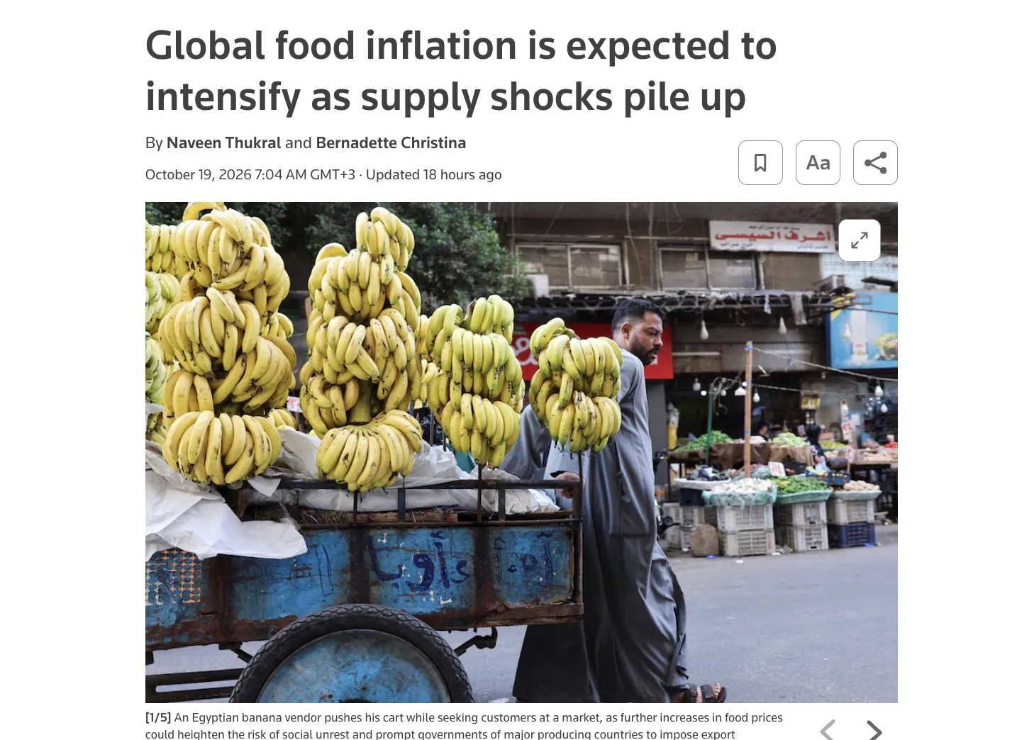 Global food prices could rise by the end of 2027 — Reuters