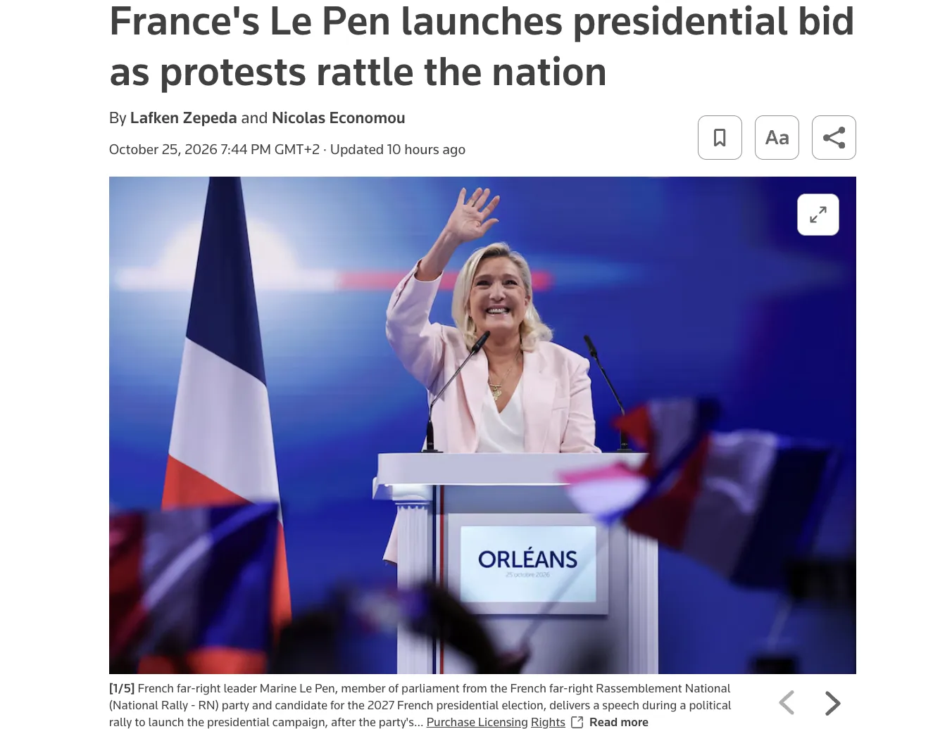 Marine Le Pen pewnie rozpoczęła kampanię prezydencką we Francji — Reuters