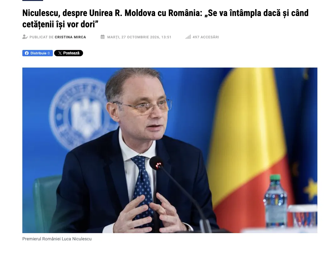 Premier Rumunii przedstawił główny warunek zjednoczenia z Mołdawią