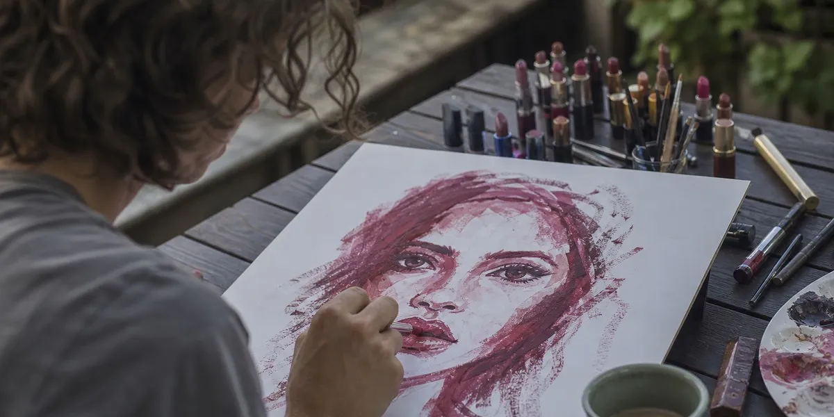 In South Africa, artist earns money from portraits made with lipstick and coffee