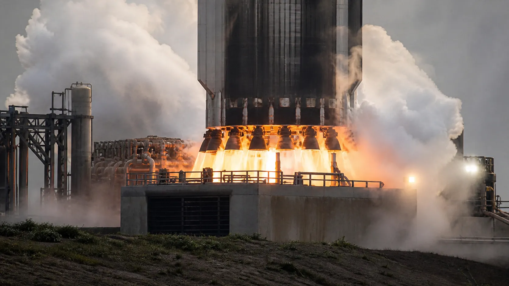 SpaceX испытала все 33 двигателя Super Heavy перед Flight 14