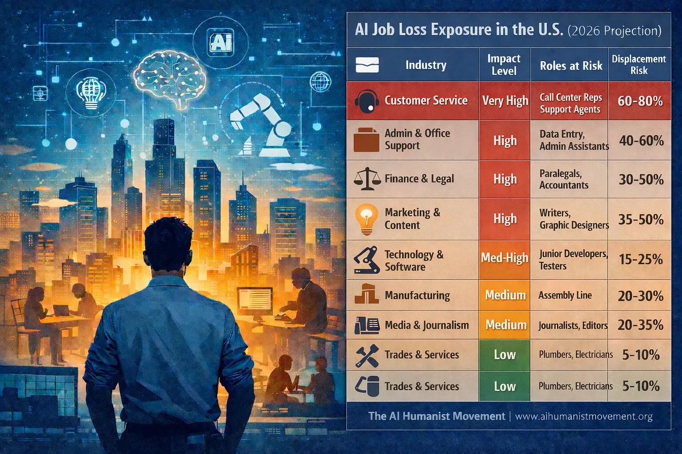 ШІ оцінює ризик заміщення професій у США: під загрозою — висококваліфіковані спеціалісти
