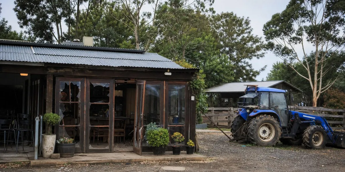 In Melbourne, a stolen tractor rammed the doors of a farm café — ABC News Australia