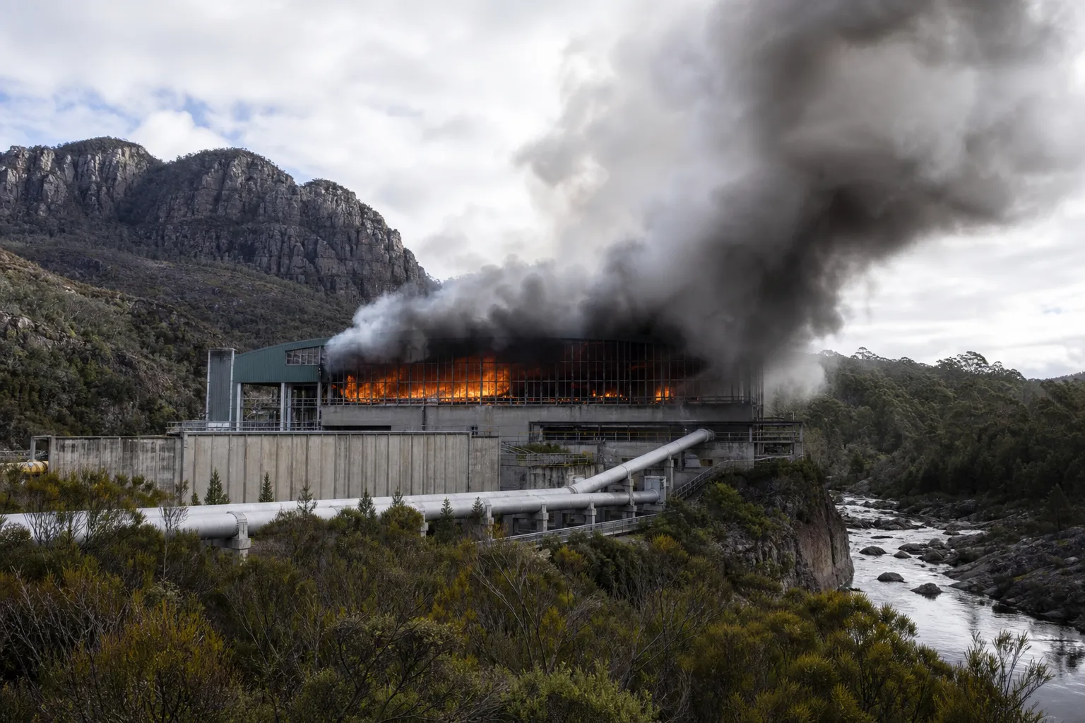 Fire destroys Tungatinah hydropower station in Tasmania