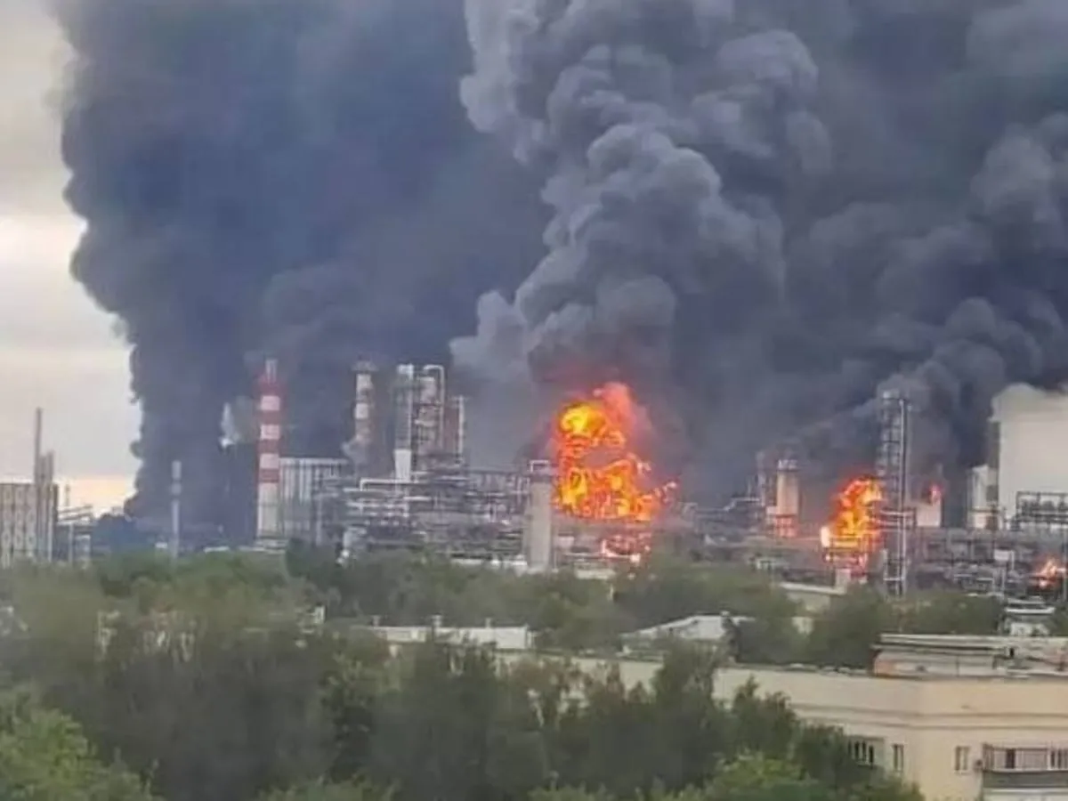 A fire broke out at the Bashneft-Novoyl oil refinery in Ufa following a drone attack