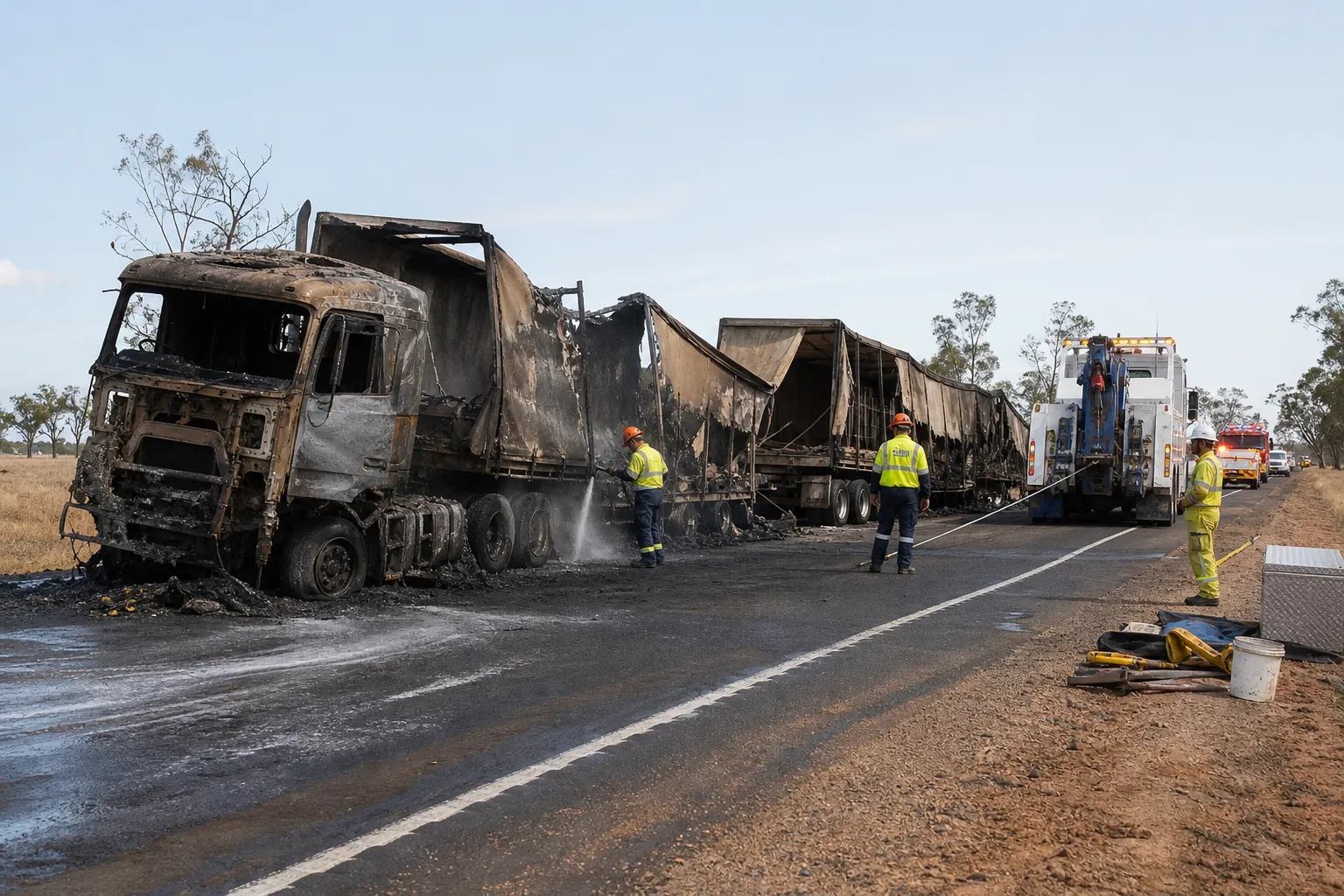 Truck burns down on Australia's Hume Highway