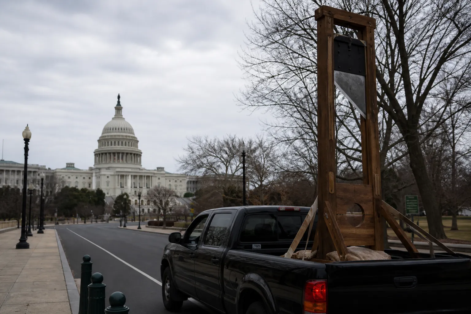 Driver with guillotine in pickup truck detained in Washington — Euronews
