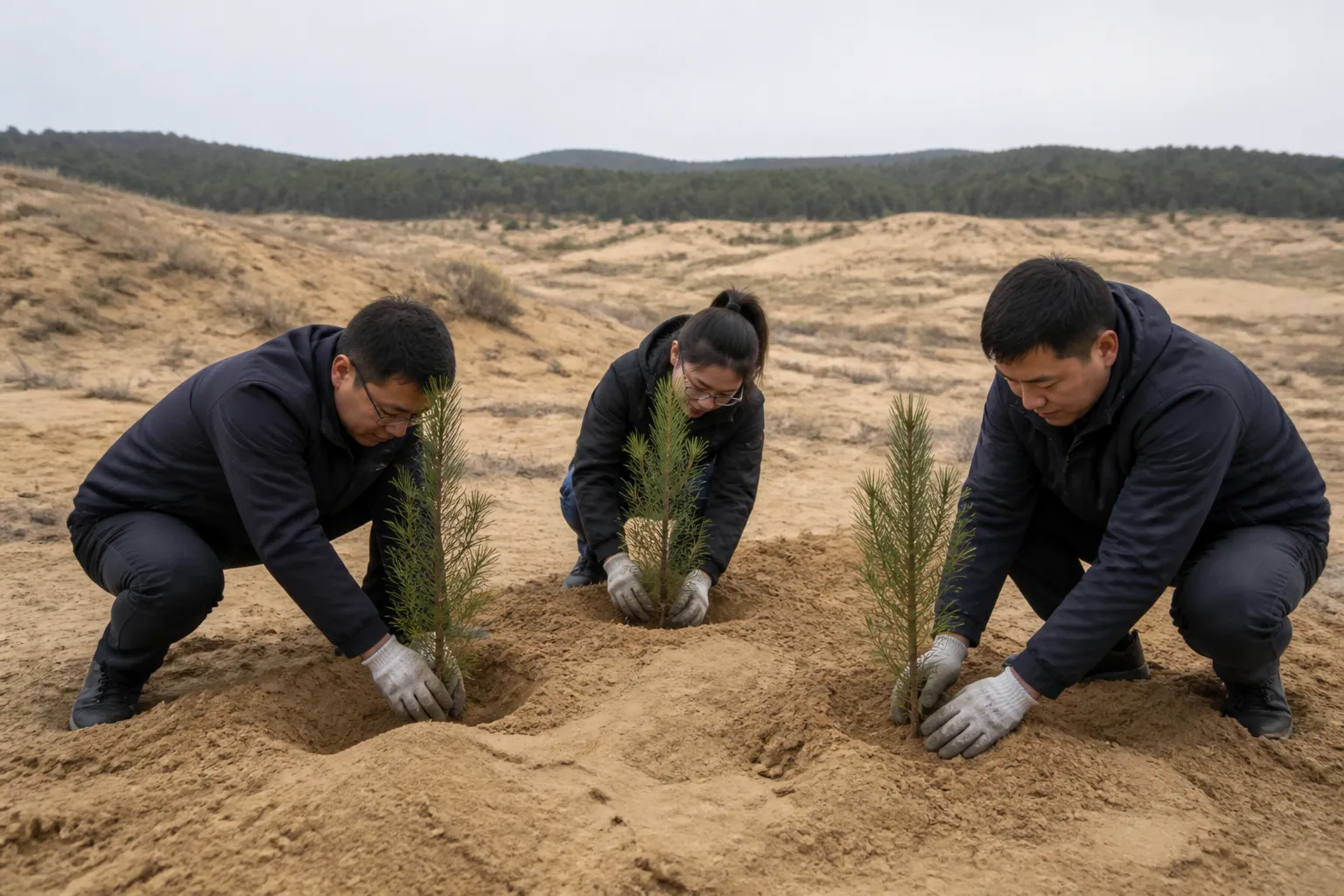 美国退休教师26年后在毛乌素沙漠种下三株树苗