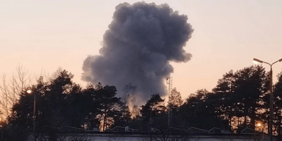 A warehouse in the Bucha district of the Kyiv region caught fire during a drone attack