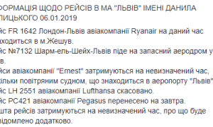 Аэропорт «Львов» остановил работу и перенес рейсы из-за турецкого самолета