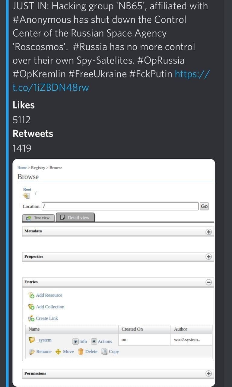 Anonymous взламали зв’язок РФ з її супутниками
