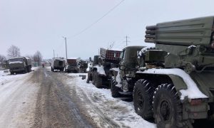 Фото: велика колона окупантів зупинила рух на Київ