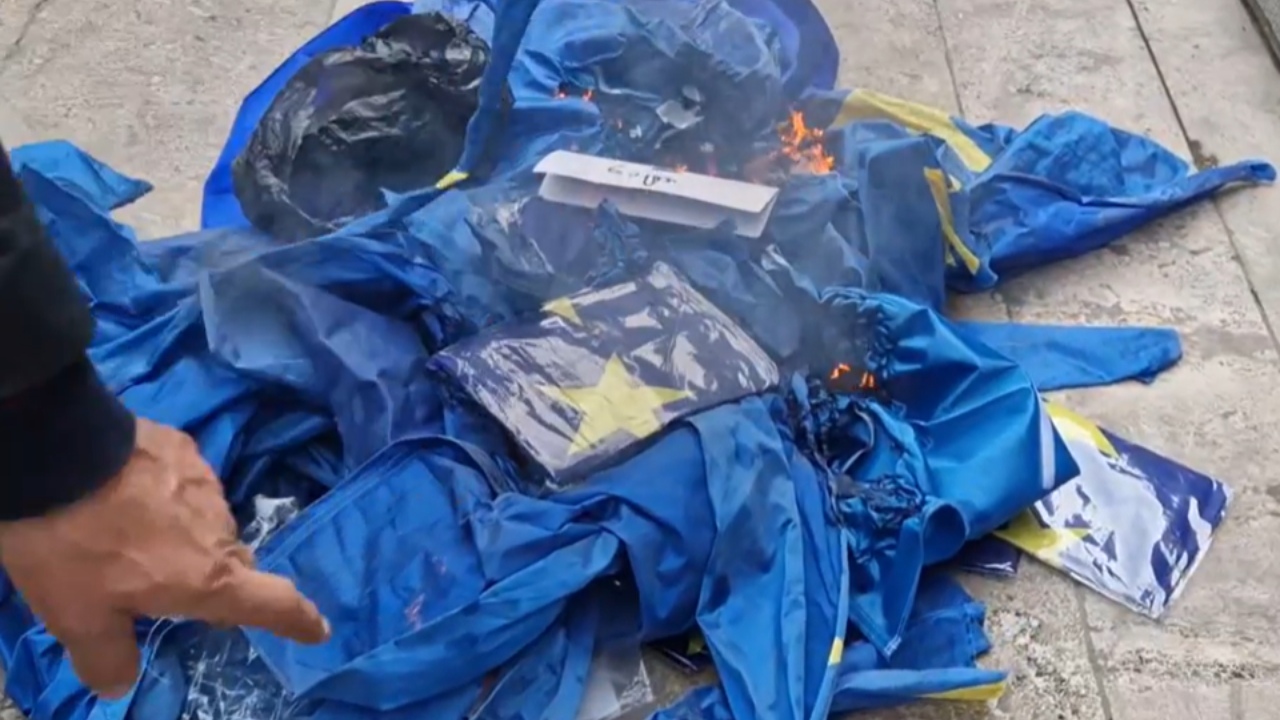 Відео: у Тбілісі проросійський «антимайдан» спалює прапори ЄС