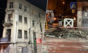 Во Львове на проезжую часть обвалился балкон с мужчиной