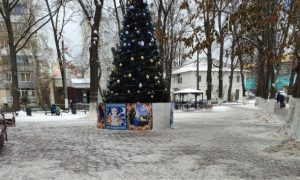 На Київщині ялинку прикрасили малюнками «Маші та Ведмедя»