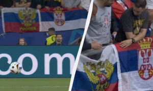 На матчі Сербія - Англія вивісили російський прапор (фото)