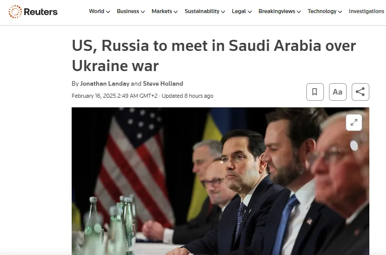 Reuters: США та росія проведуть переговори щодо України в Саудівській Аравії