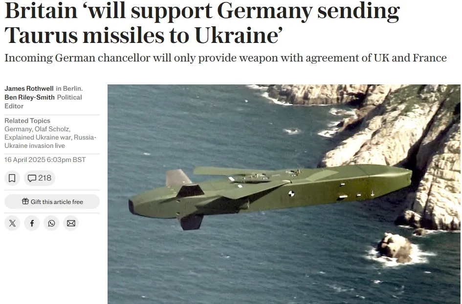 The Telegraph: Британія готова підтримати передачу ракет Taurus Україні, але є умова
